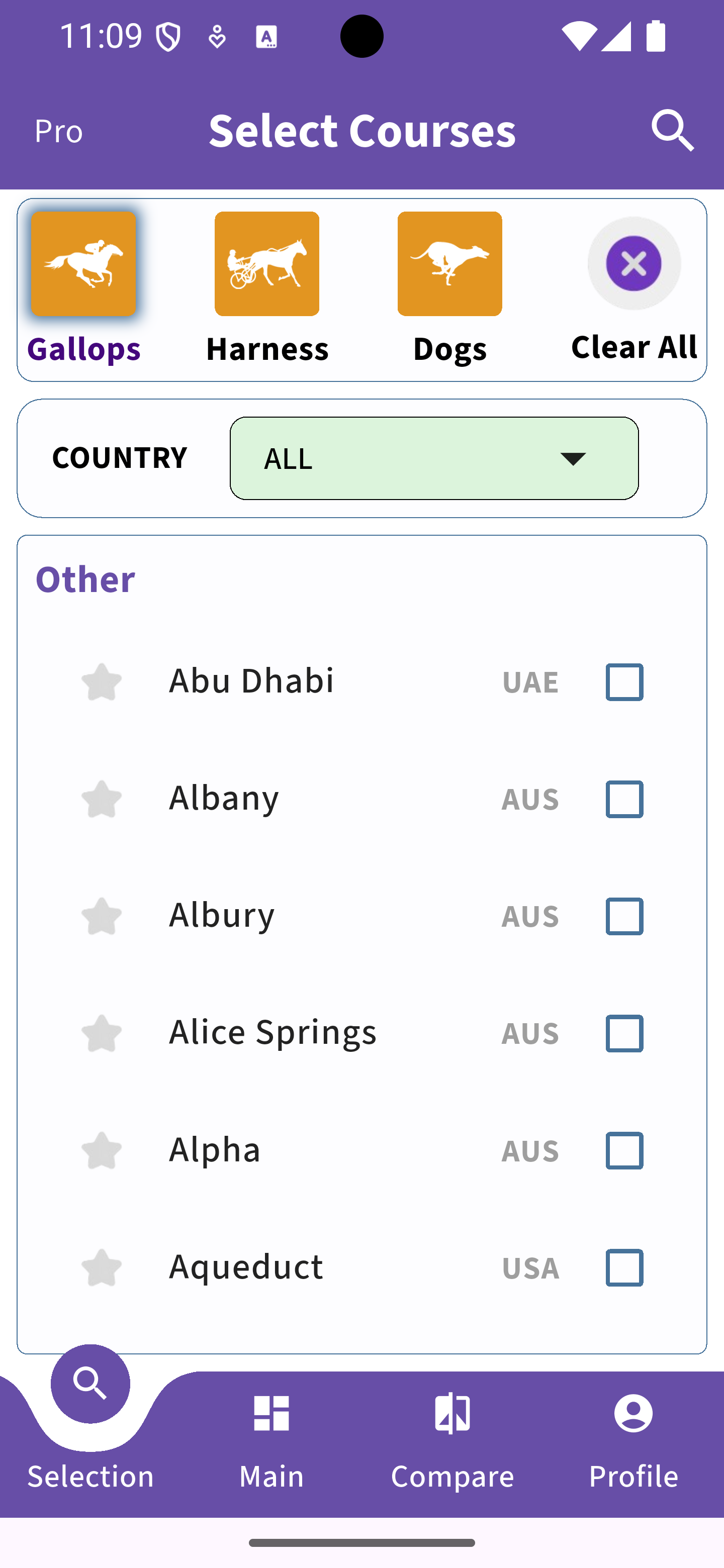 Select Racecourses