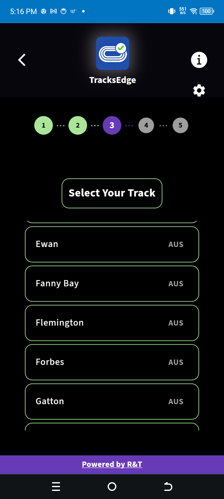 TrackEdge track selection
